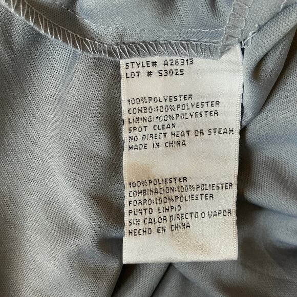 Betsy & Adam Beaded Chiffon Evening Gown Gray Size 8 Cut Out Thigh Slit Formal - Picture 10 of 13